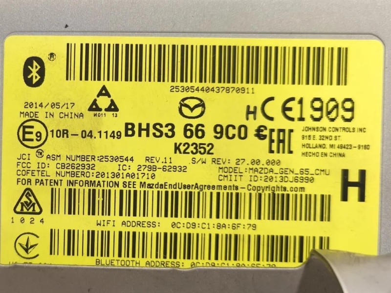 Modulo Bluetooth BHS3 66 9C0 Mazda 3 III 2014