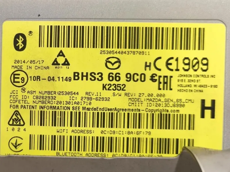 Modulo Bluetooth BHS3 66 9C0 Mazda 3 III 2014