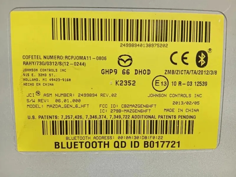 Modulo Bluetooth 2145650-2 Mazda 6 III 2013