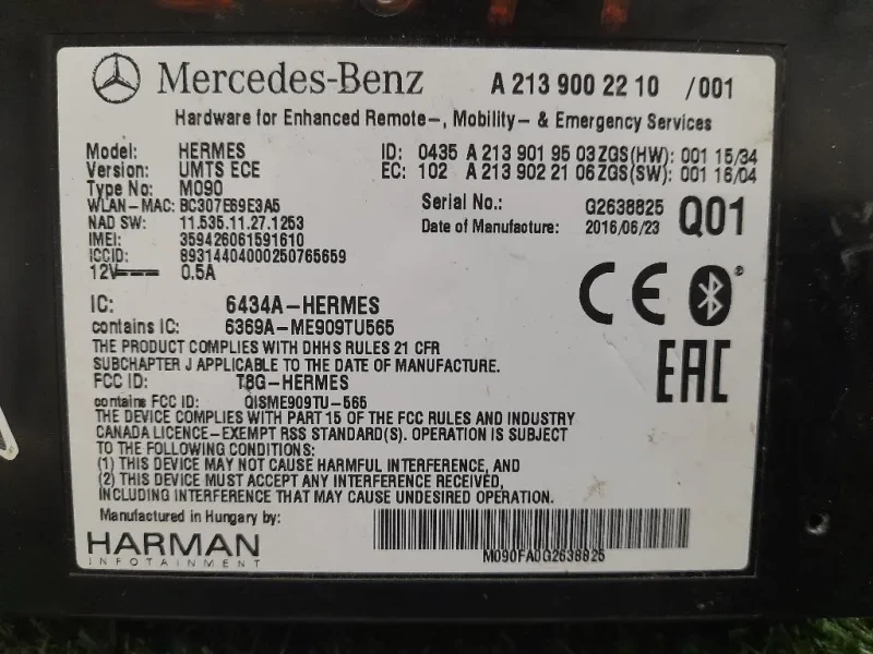 Modulo Bluetooth A2139002210 Mercedes Classe A W176 2015