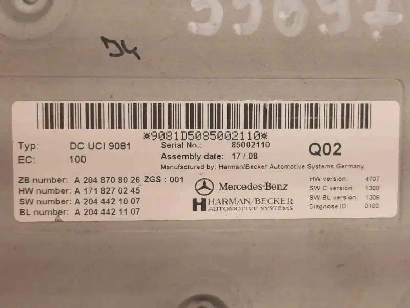 Modulo Bluetooth A 204 870 80 26 CENTRALINA INTERFACIA Mercedes Classe C W204 2007