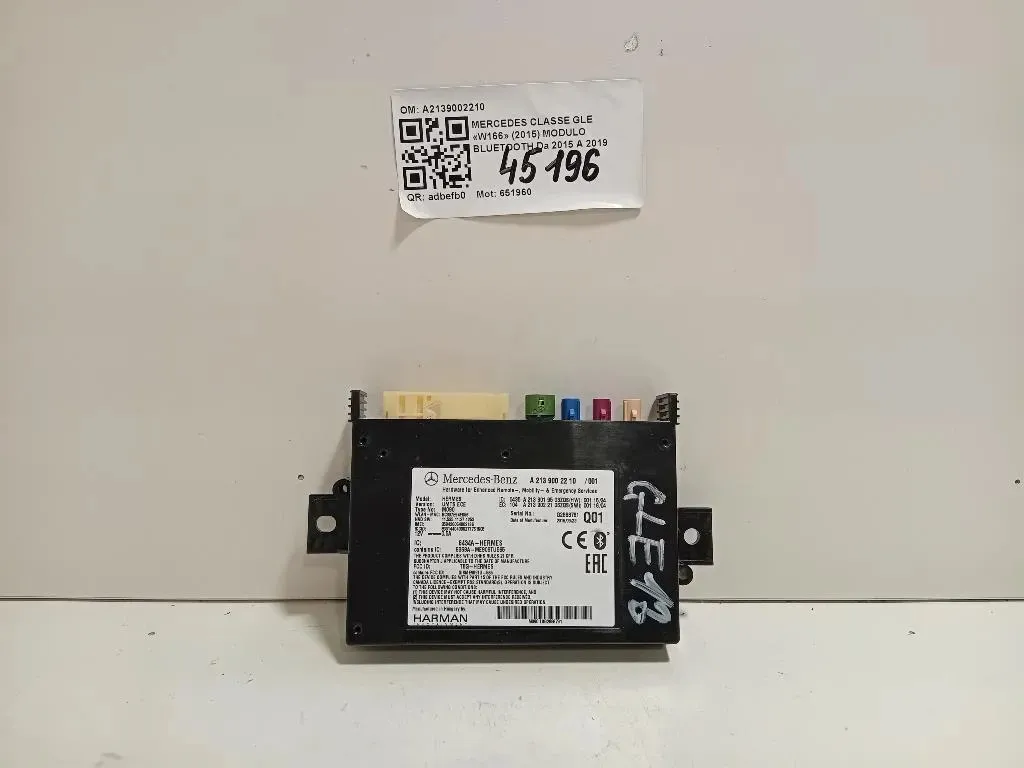 Modulo Bluetooth A2139002210 Mercedes Classe GLE W166 2015