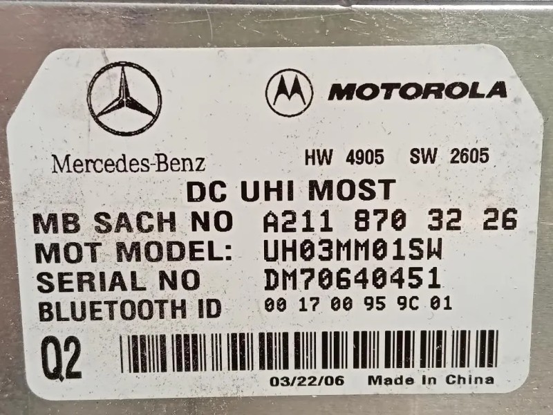 Modulo Bluetooth A2118703226 Mercedes Classe SLK R171 2008