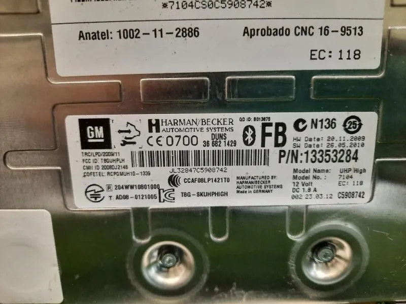 Modulo Bluetooth 13353284 Opel Astra J 2010