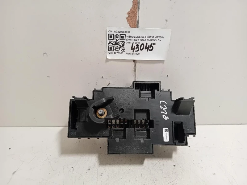 Scatola Fusibili A2229063202 Mercedes Classe C W205 2014