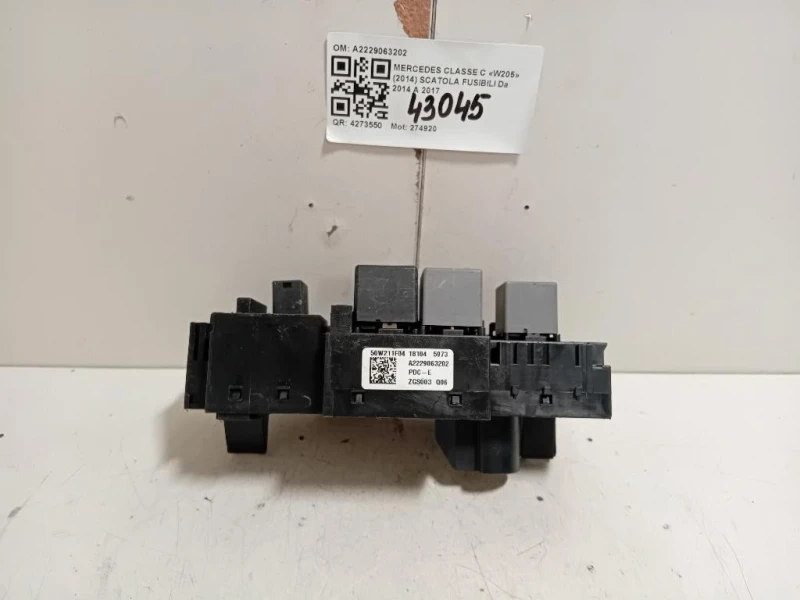 Scatola Fusibili A2229063202 Mercedes Classe C W205 2014