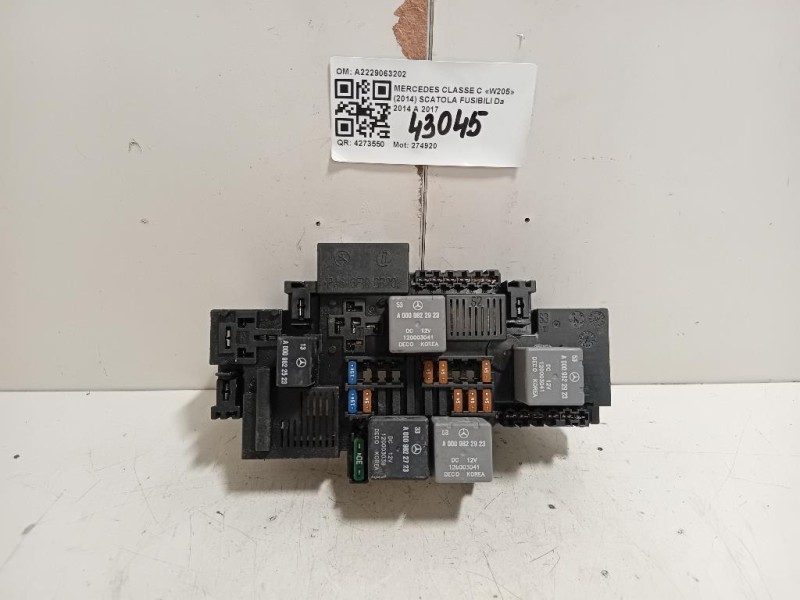Scatola Fusibili A2229063202 Mercedes Classe C W205 2014