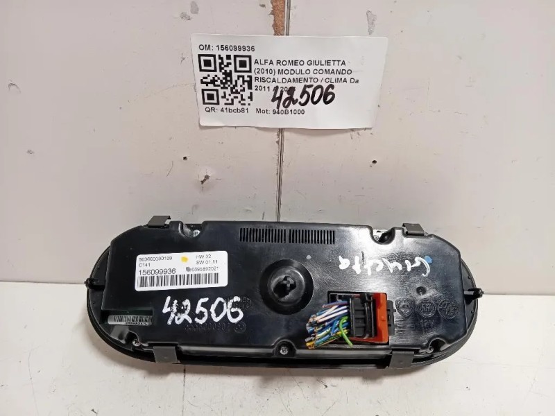 Modulo Comando Riscaldamento Clima 156099936 Alfa Romeo Giulietta 2010