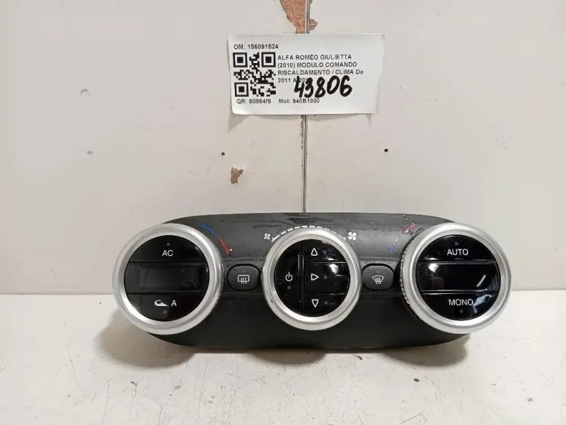 Modulo Comando Riscaldamento Clima 156091524 Alfa Romeo Giulietta 2010