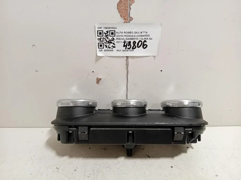 Modulo Comando Riscaldamento Clima 156091524 Alfa Romeo Giulietta 2010