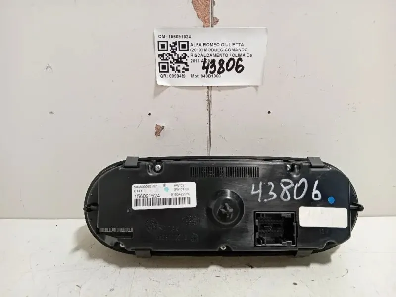 Modulo Comando Riscaldamento Clima 156091524 Alfa Romeo Giulietta 2010