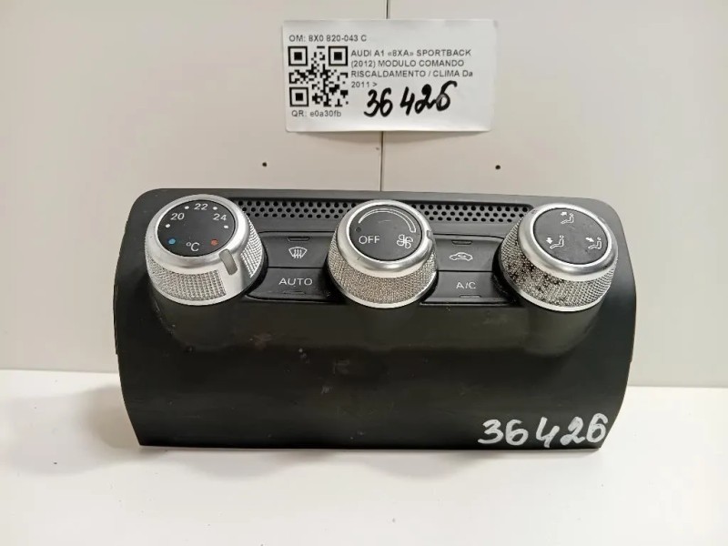 Modulo Comando Riscaldamento Clima 8X0 820-043 C Audi A1 8XA Sportback 2012