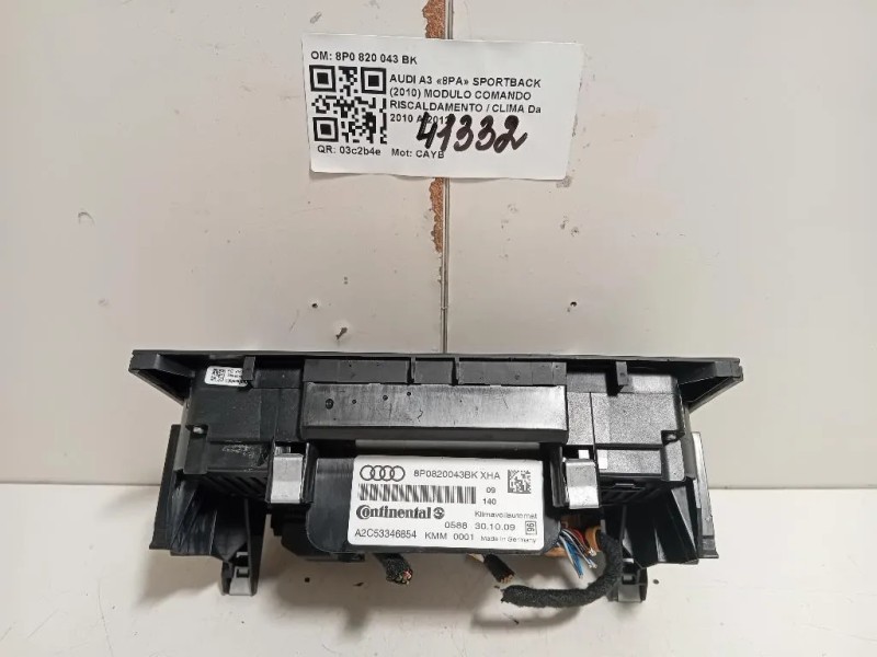 Modulo Comando Riscaldamento Clima 8P0 820 043 BK Audi A3 8PA Sportback 2010