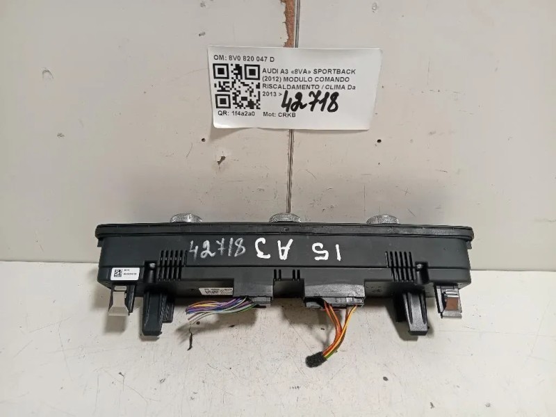 Modulo Comando Riscaldamento Clima 8V0820047D Audi A3 8VA Sportback 2012