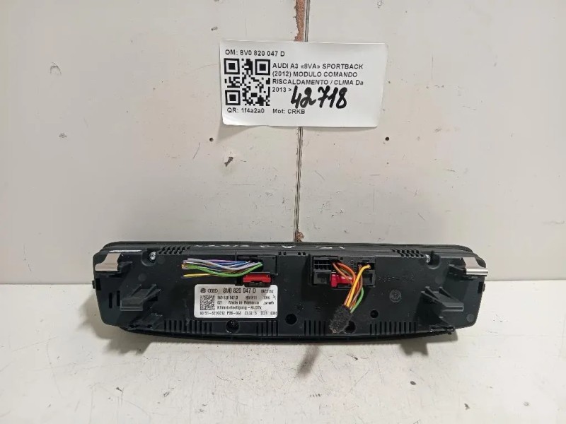 Modulo Comando Riscaldamento Clima 8V0820047D Audi A3 8VA Sportback 2012