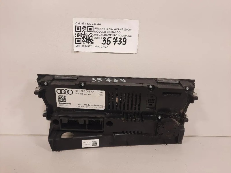 Modulo Comando Riscaldamento Clima 8T1820043AA Audi A4 8K5 Avant 2008