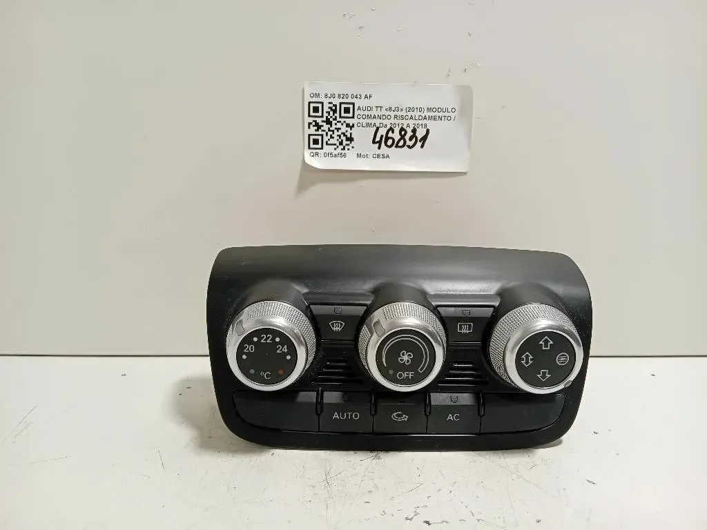Modulo Comando Riscaldamento Clima 8J0 820 043 AF Audi TT 8J3 2010