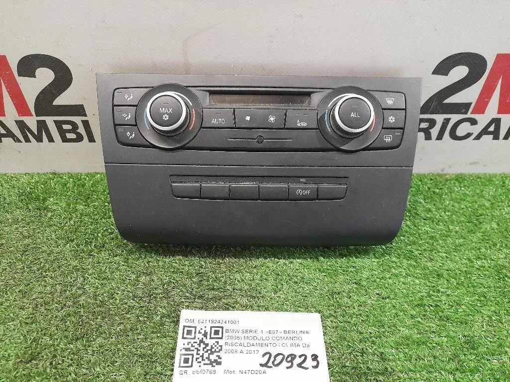 Modulo Comando Riscaldamento Clima 6411924241001 Bmw Serie 1 E87 Berlina 2005