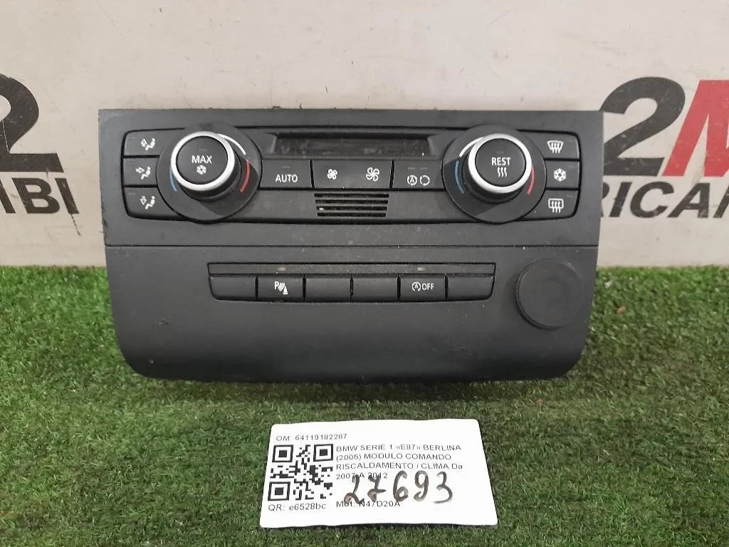 Modulo Comando Riscaldamento Clima 64119182287 Bmw Serie 1 E87 Berlina 2005