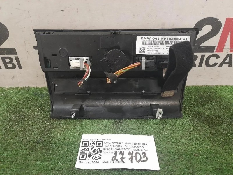 Modulo Comando Riscaldamento Clima 6411916298301 Bmw Serie 1 E87 Berlina 2005
