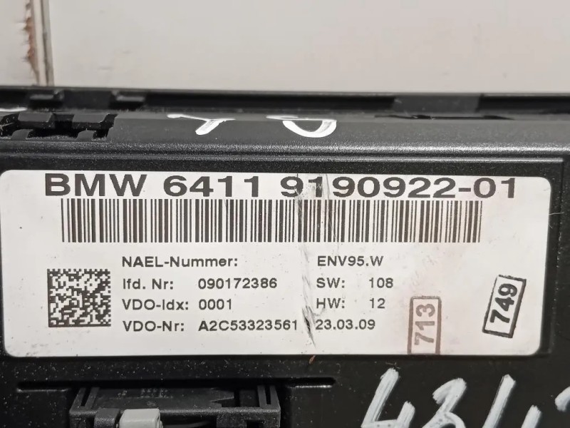 Modulo Comando Riscaldamento Clima 6411 9190922-01 Bmw Serie 1 E87 Berlina 2005