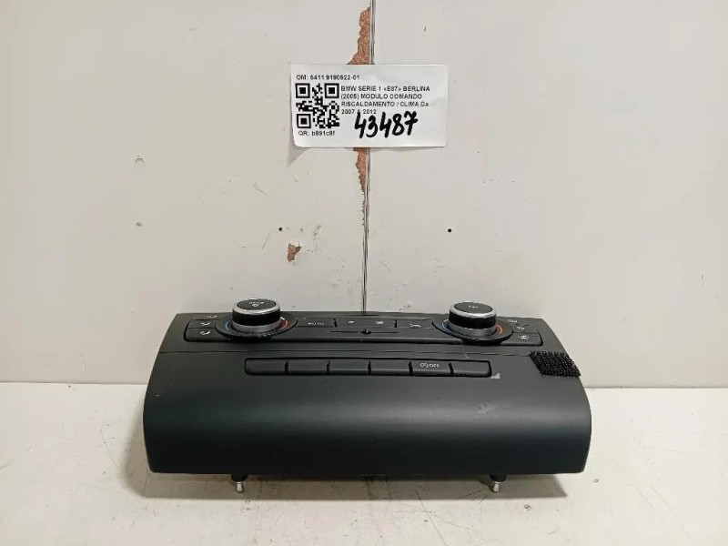 Modulo Comando Riscaldamento Clima 6411 9190922-01 Bmw Serie 1 E87 Berlina 2005