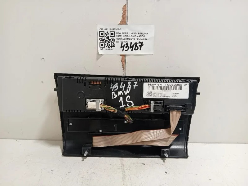 Modulo Comando Riscaldamento Clima 6411 9190922-01 Bmw Serie 1 E87 Berlina 2005