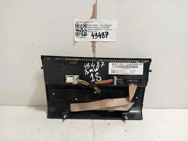 Modulo Comando Riscaldamento Clima 6411 9190922-01 Bmw Serie 1 E87 Berlina 2005