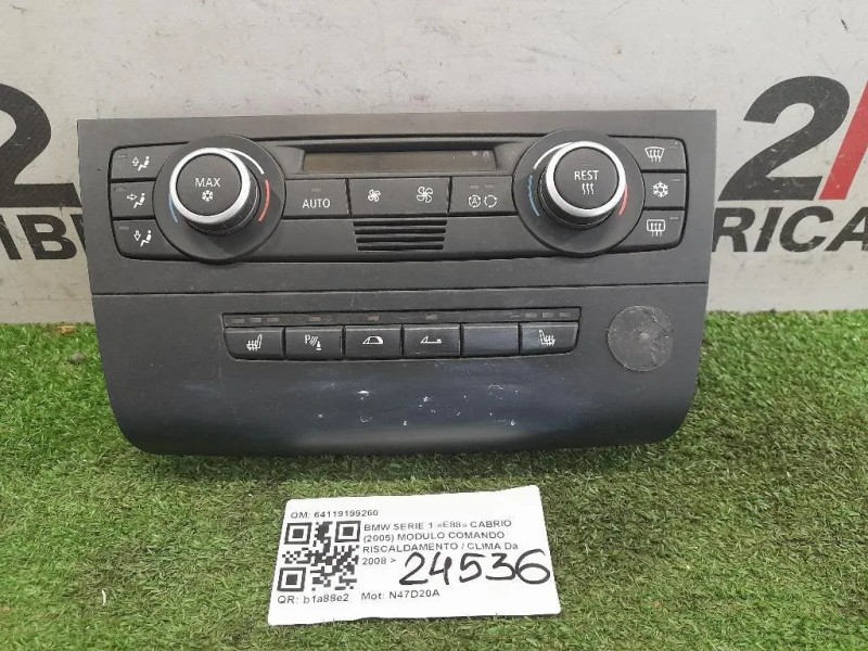 Modulo Comando Riscaldamento Clima 64119199260 Bmw Serie 1 E88 Cabrio 2005