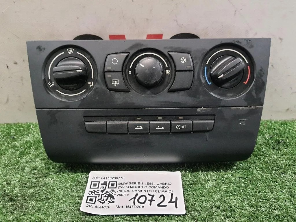 Modulo Comando Riscaldamento Clima 64119236778 Bmw Serie 1 E88 Cabrio 2005