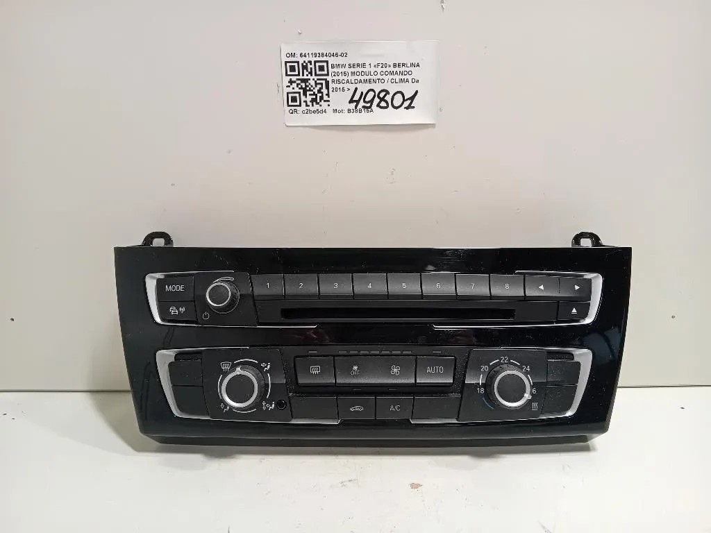 Modulo Comando Riscaldamento Clima 64119384046-02 Bmw Serie 1 F20 Berlina 2015