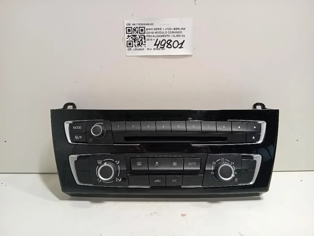Modulo Comando Riscaldamento Clima 64119384046-02 Bmw Serie 1 F20 Berlina 2015