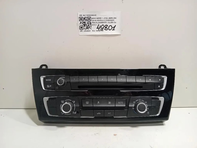Modulo Comando Riscaldamento Clima 64119384046-02 Bmw Serie 1 F20 Berlina 2015