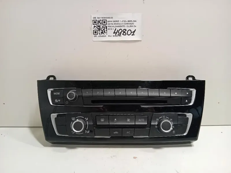Modulo Comando Riscaldamento Clima 64119384046-02 Bmw Serie 1 F20 Berlina 2015