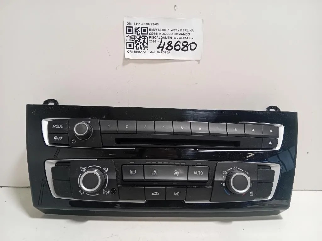 Modulo Comando Riscaldamento Clima 6411-9338772-03 Bmw Serie 1 F20 Berlina 2015