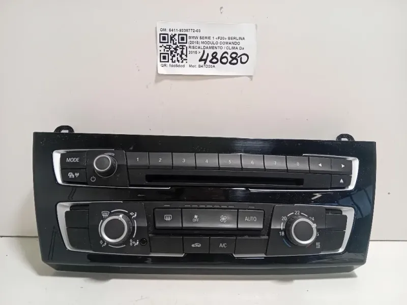 Modulo Comando Riscaldamento Clima 6411-9338772-03 Bmw Serie 1 F20 Berlina 2015