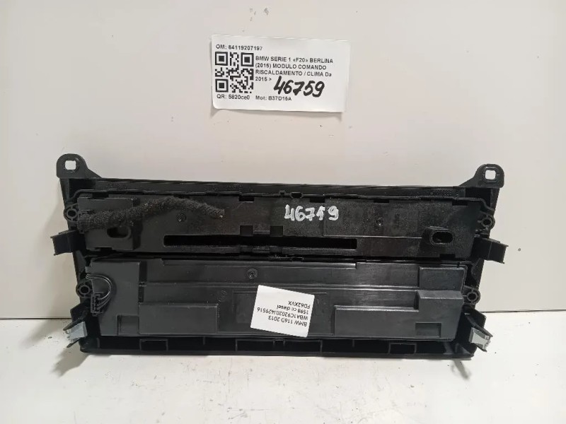 Modulo Comando Riscaldamento Clima 64119207197 Bmw Serie 1 F20 Berlina 2015