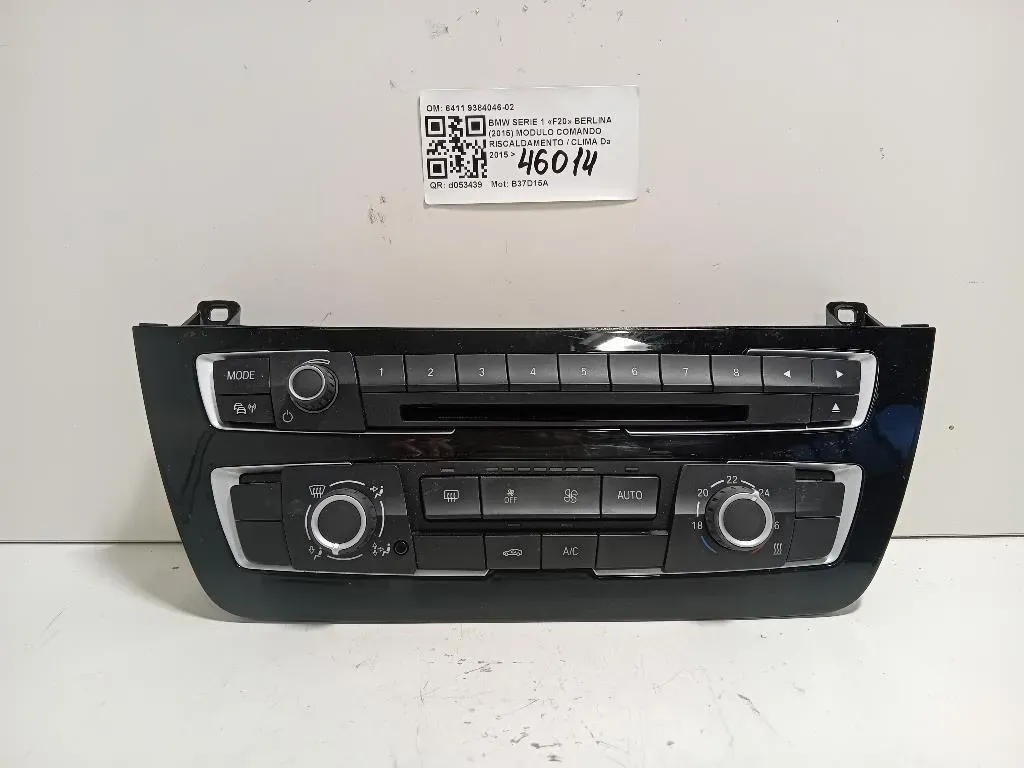 Modulo Comando Riscaldamento Clima 6411 9384046-02 Bmw Serie 1 F20 Berlina 2015