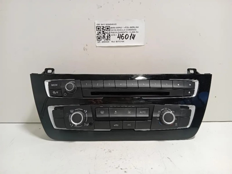 Modulo Comando Riscaldamento Clima 6411 9384046-02 Bmw Serie 1 F20 Berlina 2015