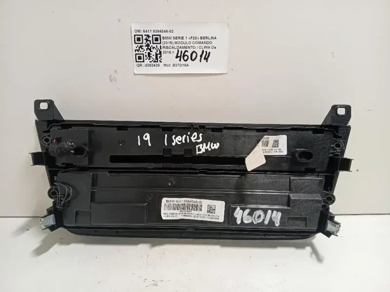 Modulo Comando Riscaldamento Clima 6411 9384046-02 Bmw Serie 1 F20 Berlina 2015