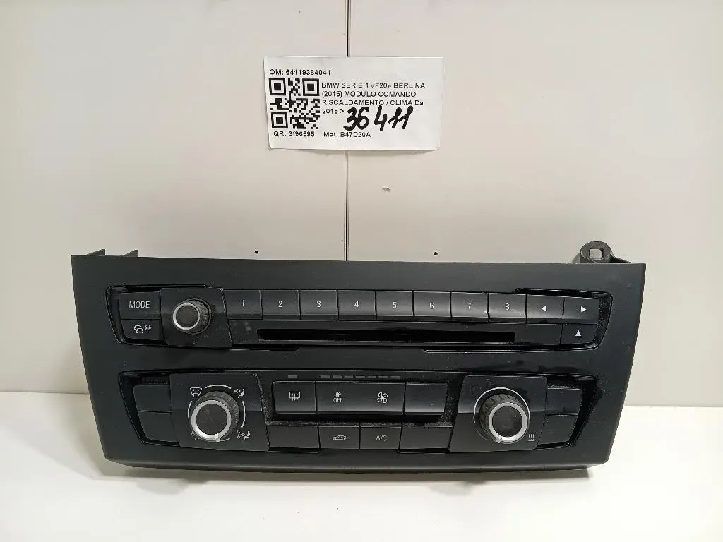 Modulo Comando Riscaldamento Clima 64119384041 Bmw Serie 1 F20 Berlina 2015