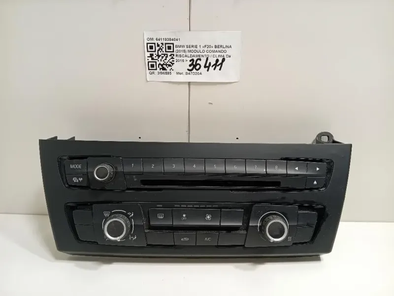 Modulo Comando Riscaldamento Clima 64119384041 Bmw Serie 1 F20 Berlina 2015