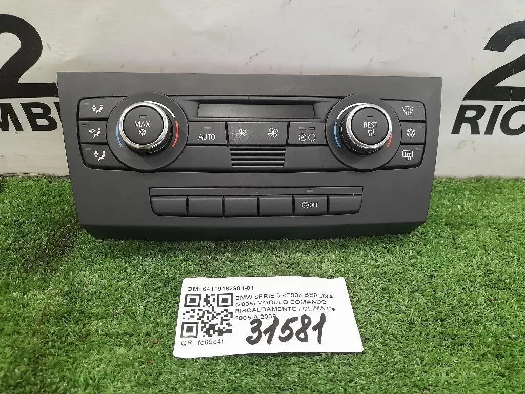 Modulo Comando Riscaldamento Clima 64119162984-01 Bmw Serie 3 E90 Berlina 2005