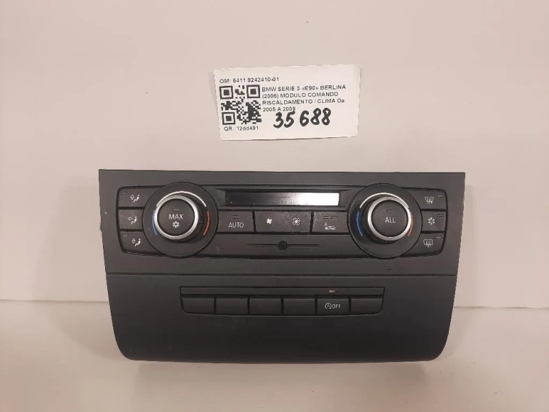 Modulo Comando Riscaldamento Clima 6411 9242410-01 Bmw Serie 3 E90 Berlina 2005