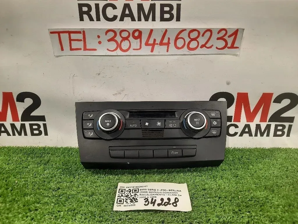 Modulo Comando Riscaldamento Clima 64119199260-01 9199260-01 919926001 Bmw Serie 3 E90 Berlina 2005