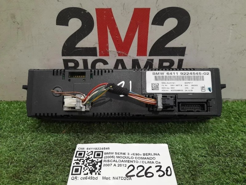 Modulo Comando Riscaldamento Clima 64119224545 Bmw Serie 3 E90 Berlina 2005