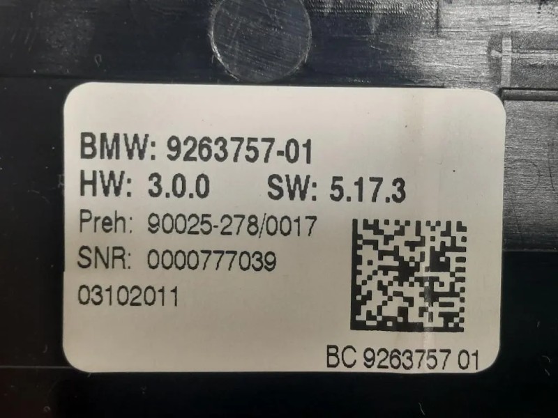 Modulo Comando Riscaldamento Clima 9263757-01 Bmw Serie 5 F10 Berlina 2010
