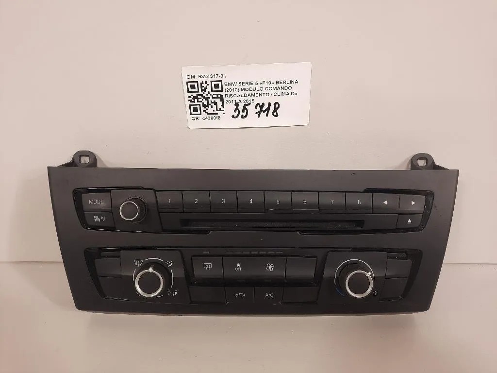Modulo Comando Riscaldamento Clima 9324317-01 Bmw Serie 5 F10 Berlina 2010