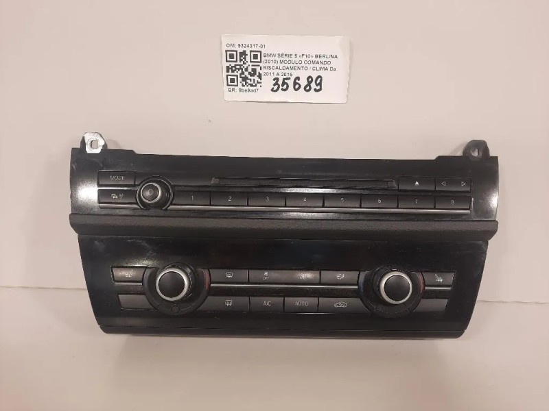 Modulo Comando Riscaldamento Clima 9324317-01 Bmw Serie 5 F10 Berlina 2010