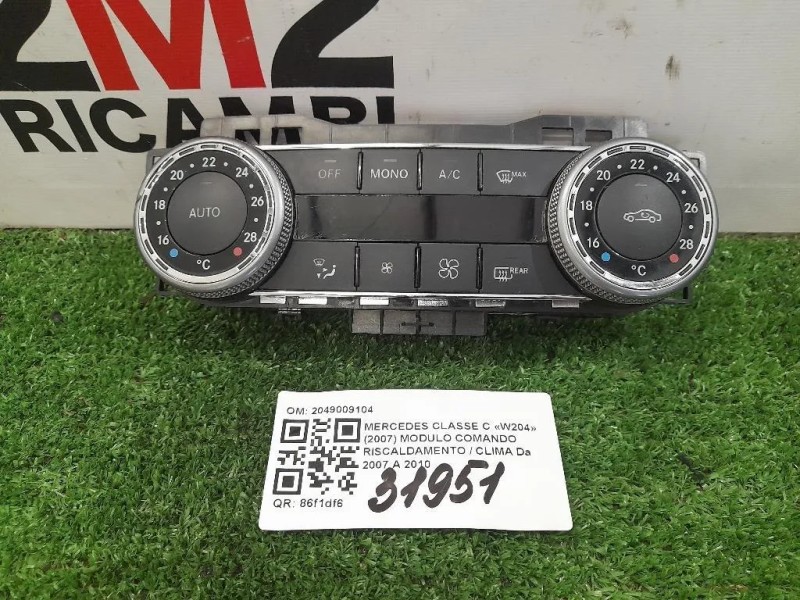 Modulo Comando Riscaldamento Clima 2049009104 Mercedes Classe C W204 2007